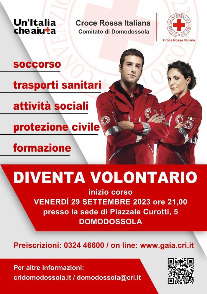 Nuovo corso per diventare volontari della croce rossa Italiana