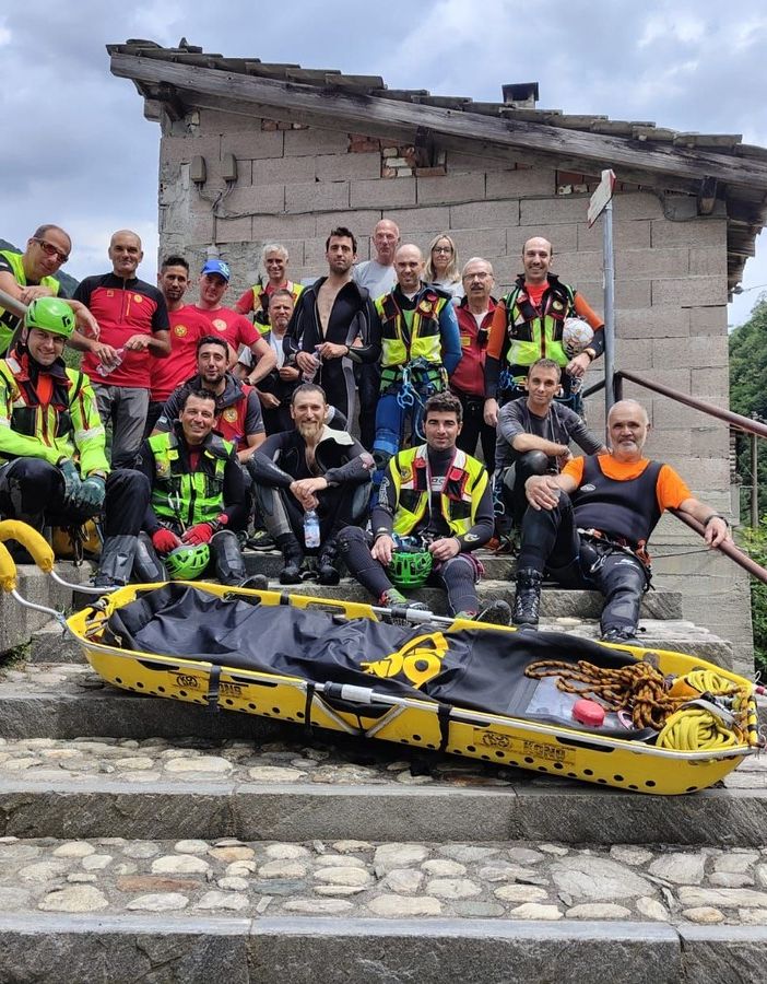 Calasca, esercitazione in forra del Soccorso Alpino