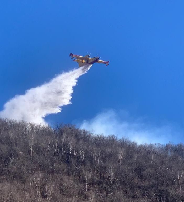 Ad Ornavasso arriva un canadair per spegnere l'incendio FOTO