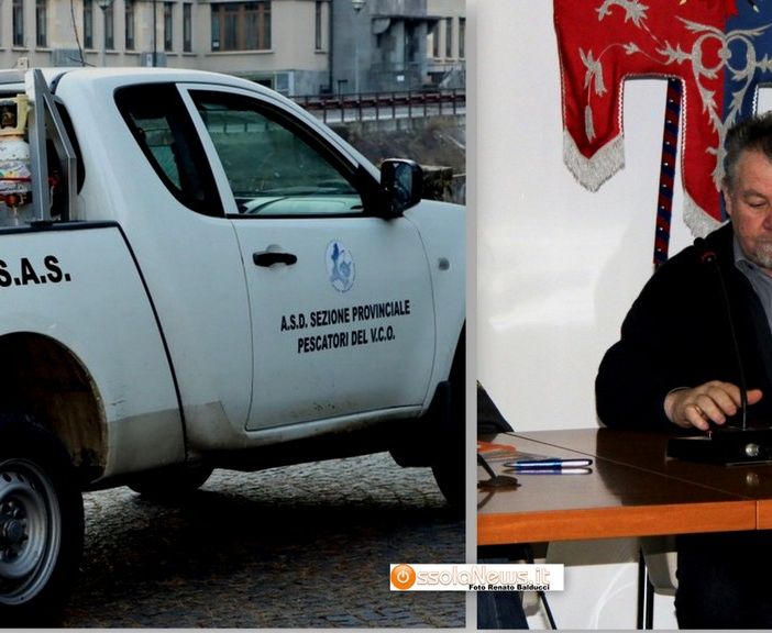 Un automezzo usato per le semine dalla Fipsas e il presidente Gianmauro Bertoia