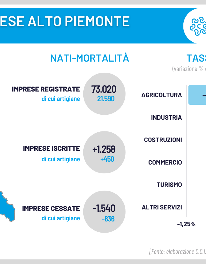 Demografia imprese: lieve diminuzione per il Vco nel primo trimestre