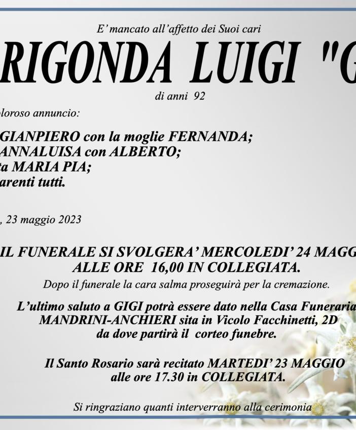 Marigonda Luigi &quot;Gigi&quot; di anni 92