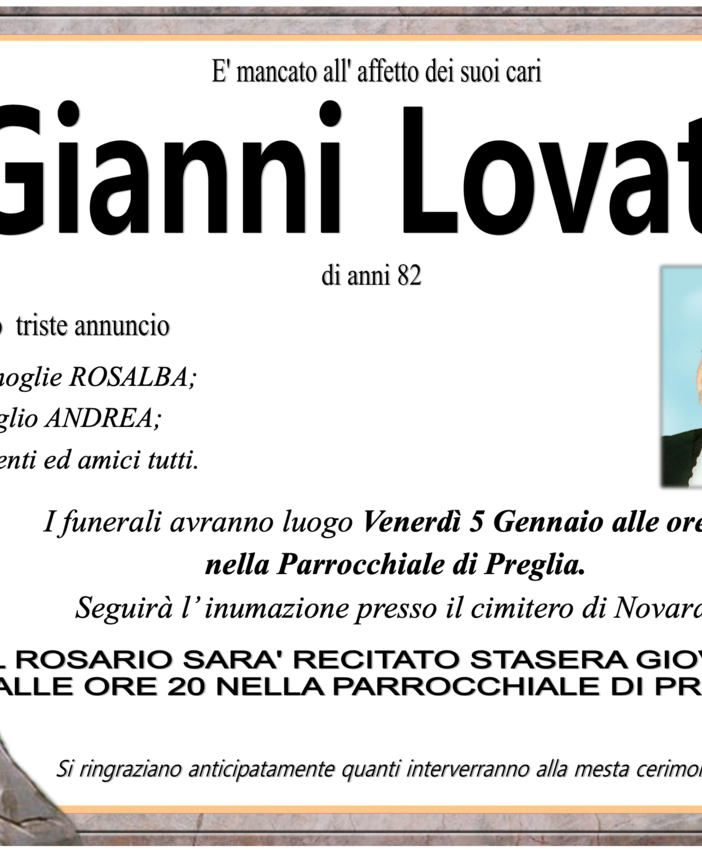 Gianni Lovato di anni 82