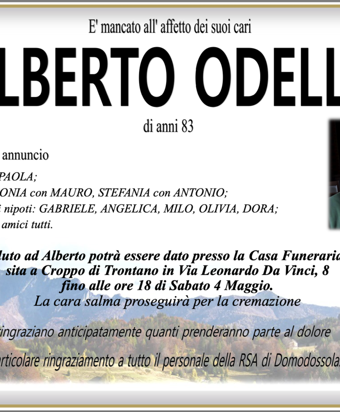 Alberto Odelli di anni 83