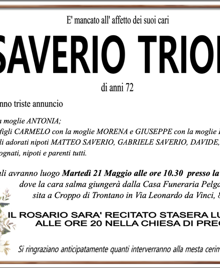 Saverio Triolo di anni 72