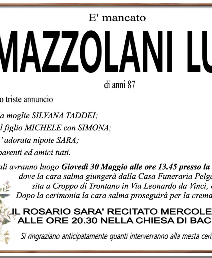 Mazzolani Luigi di anni 87