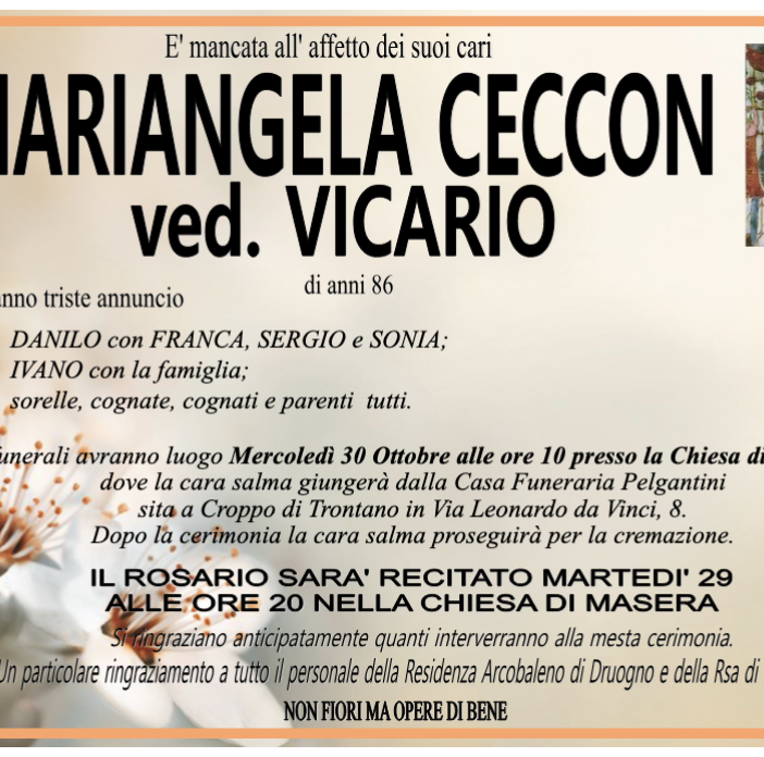 Mariangela Ceccon ved Vicario 86 anni