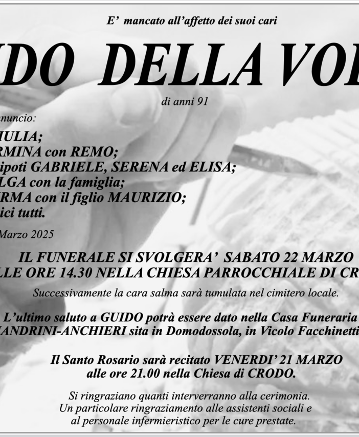 Guido Della Volpe di anni 81