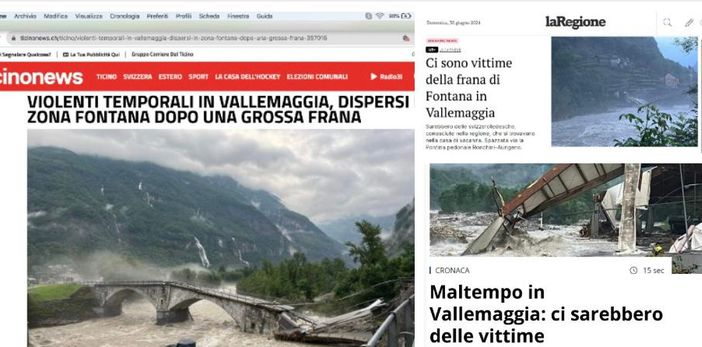 Ticino, disastro e dispersi in Vallemaggia. Giù un ponte, niente elettricità ed evacuazioni Ticino, disastro e dispersi in Vallemaggia. Giù un ponte, niente elettricità ed evacuazioni