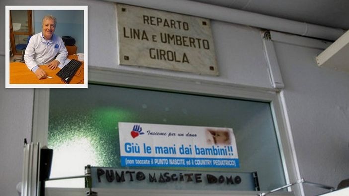 Il punto nascite di Domodossola; nel riquadro il dottor Davide Bonacci