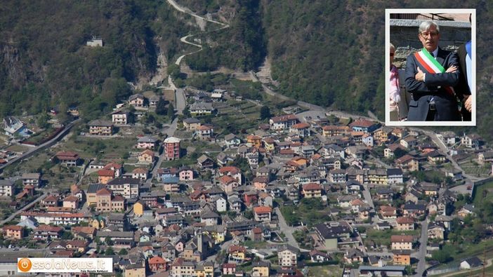 L'abitato di Pallanzeno e nel riquadro il sindaco Gianpaolo Blardone