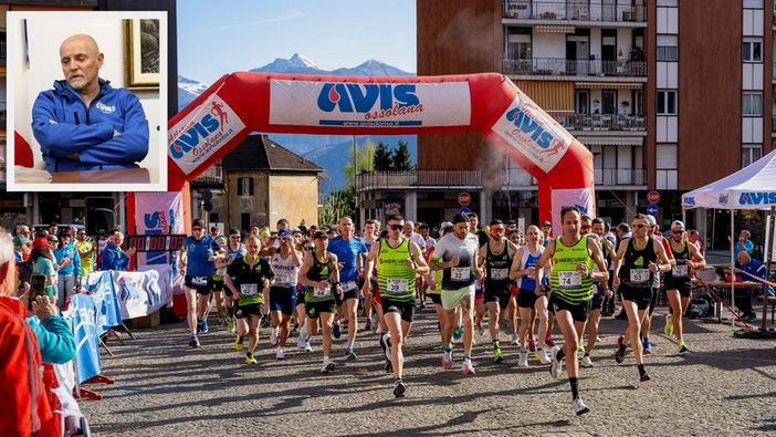 La partenza della VillAvis Race e nel riquadro Giovanni Giorla