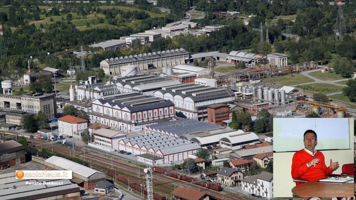 Lo stabilimento Vinavil e nel riquadro il direttore Giorgio Mapelli