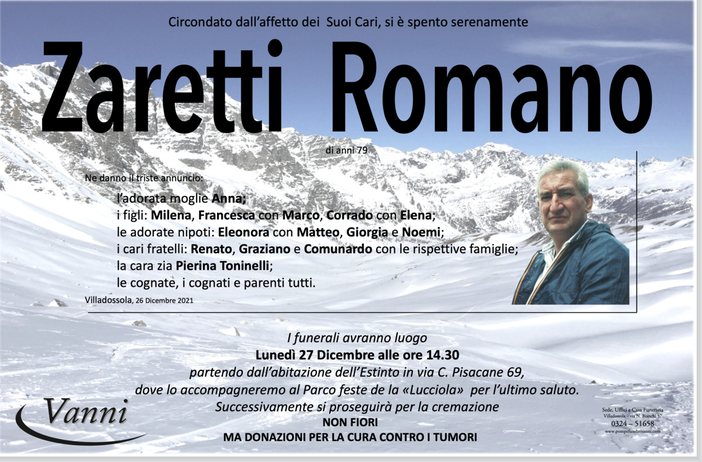 Zaretti Romano di anni 79