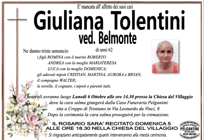 Giulia Tolentini ved. Belmonte di anni 62