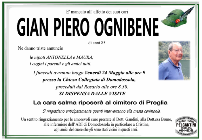 Gian Piero Ognibene 85 anni