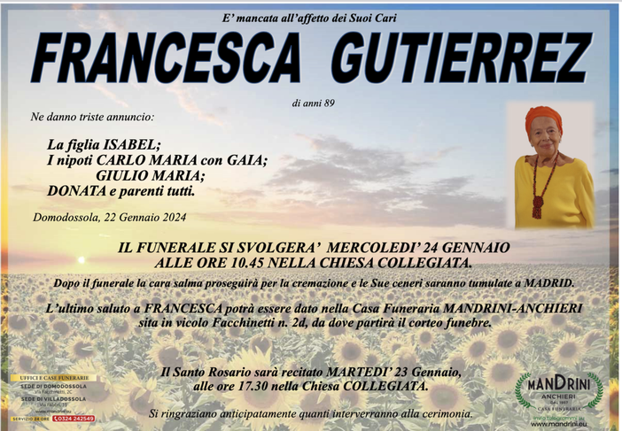 Francesca Gutierrez di anni 89