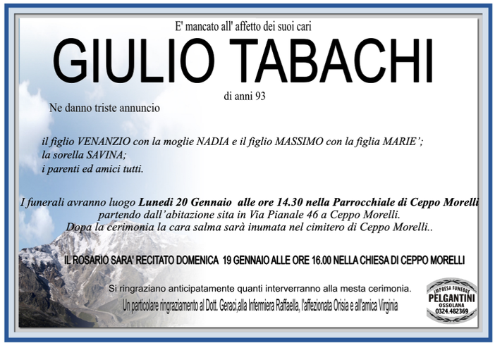 Giulio Tabachi 95 anni