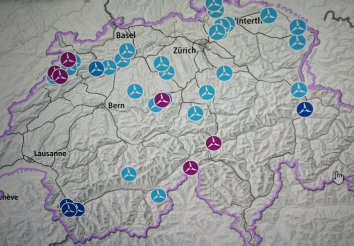 La distribuzione degli impianti eolici sul territorio  svizzero