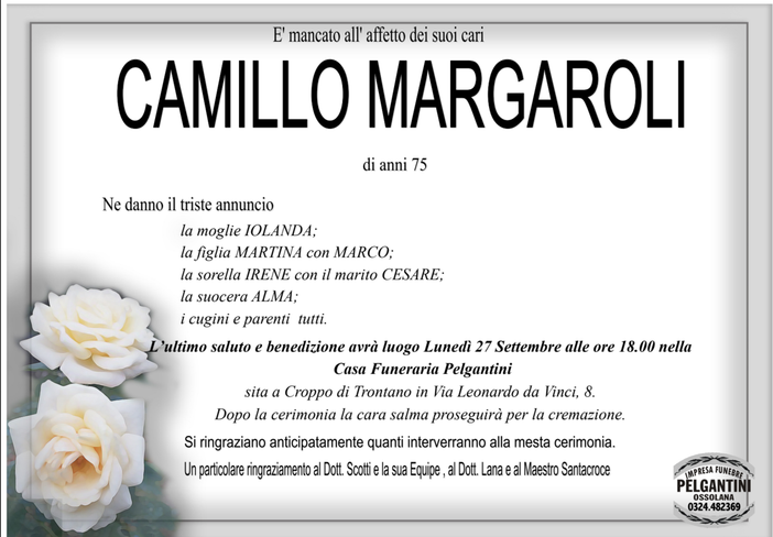 Camillo Margaroli di anni 75