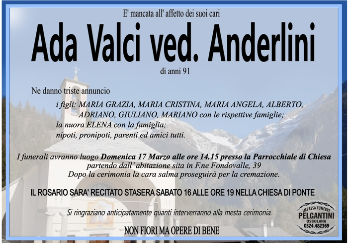 Ada Valci ved. Anderlini di anni 91