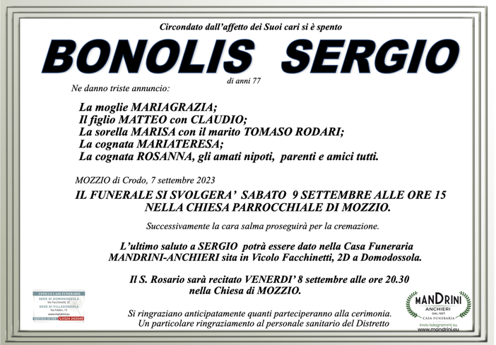 Bonolis Sergio di anni 77