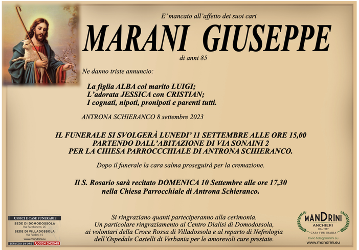 Marani Giuseppe di anni 85