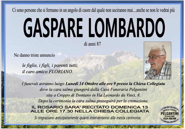 Gaspare Lombardo di anni 87