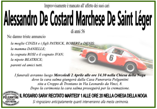 Alessandro De Costard Marchese De Saint Léger 56 anni