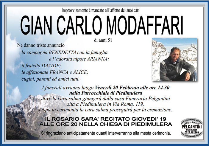 Gian Carlo Modaffari di anni 51