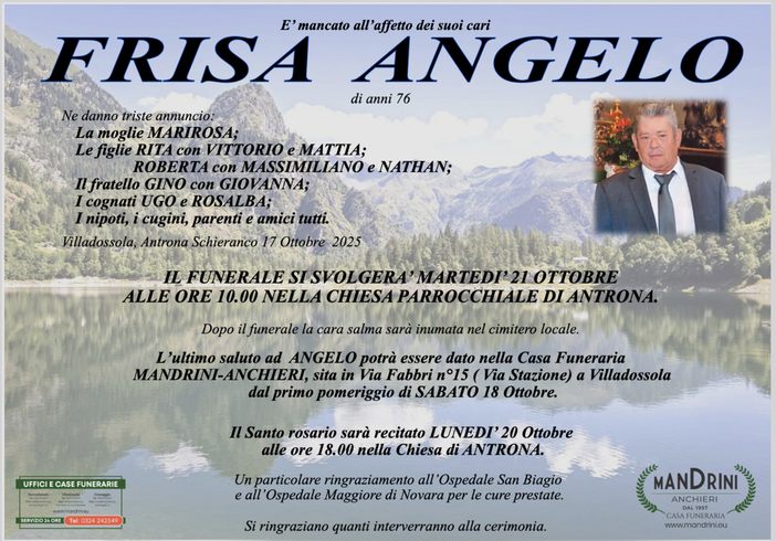 Frisa Angelo di anni 76