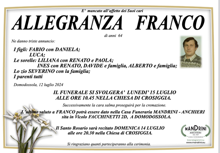 Allegranza Franco di anni 64