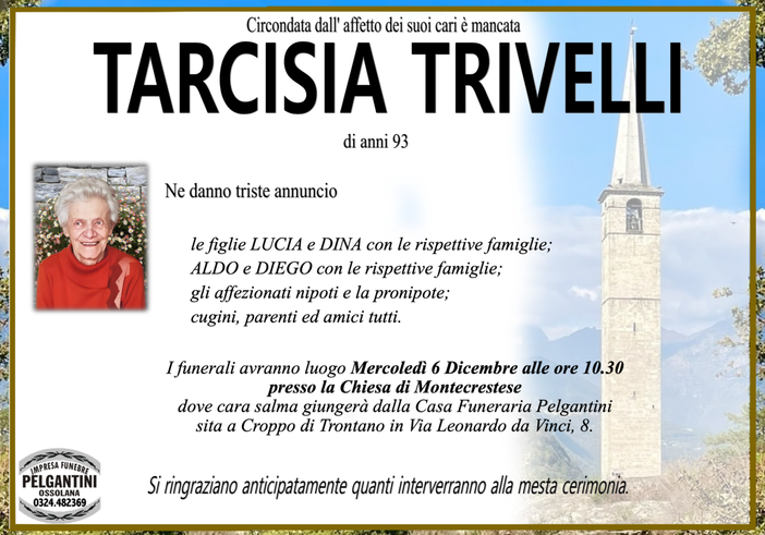 Tarcisia Trivelli di anni 93