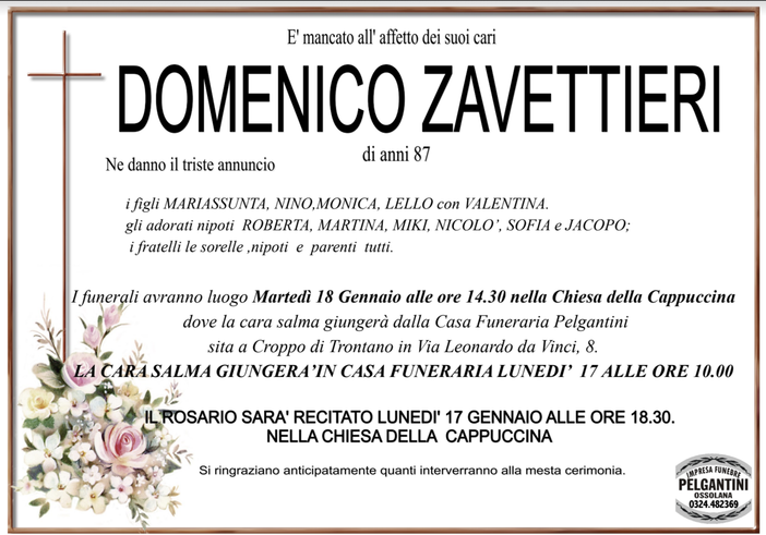 Domenico Zavettieri di anni 87