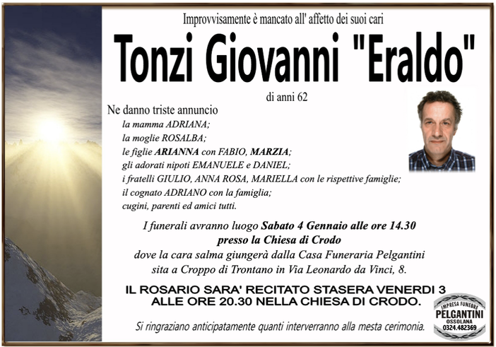 Tonzi Giovanni 'Eraldo' 62 anni