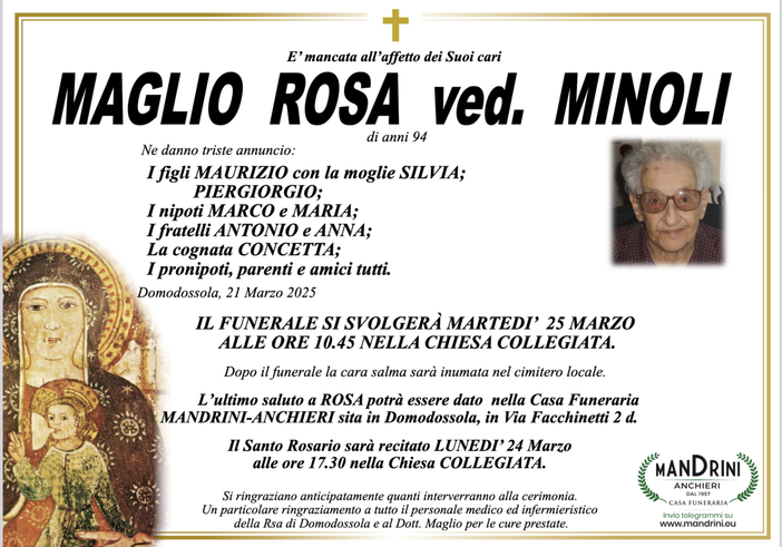 Maglio Rosa ved. Minoli di anni 94