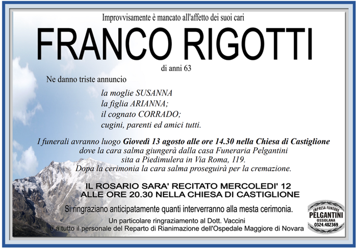 Franco Rigotti di anni 63