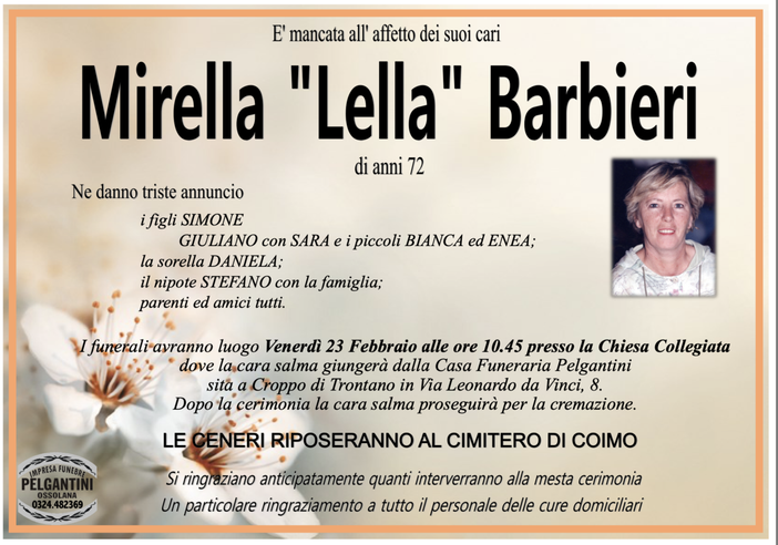 Mirella "Lella" Barbieri di anni 72