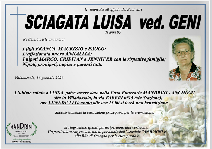 Sciagata Luisa ved. Geni di anni 95