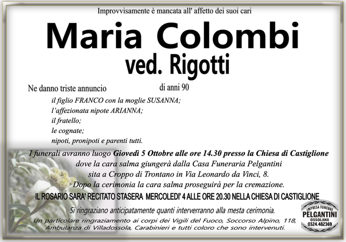 Maria Colombi ved. Rigotti di anni 90