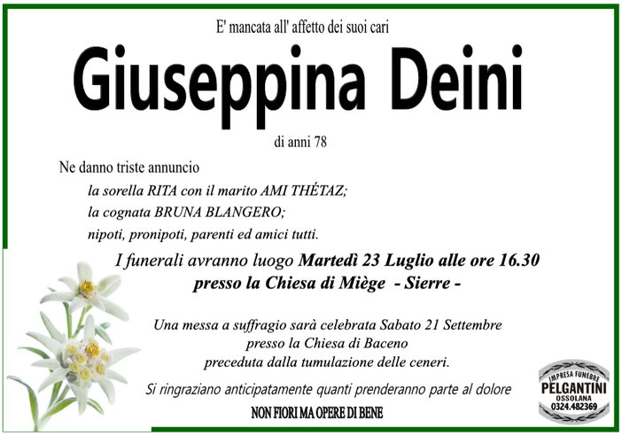 Giuseppina Deini 78 anni