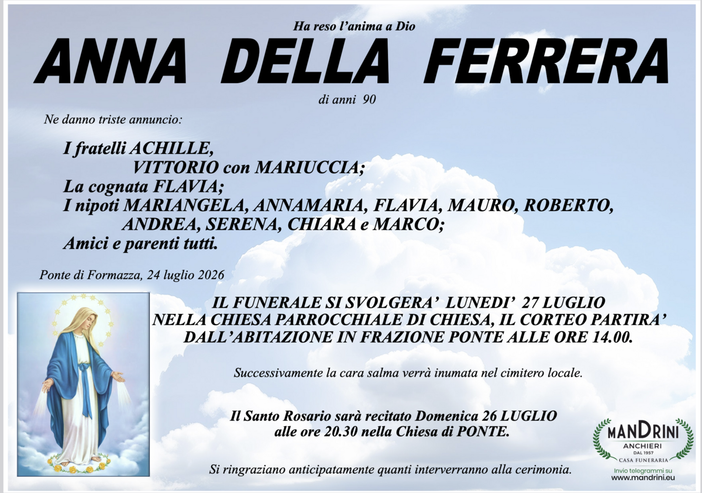 Anna Della Ferrera di anni 90