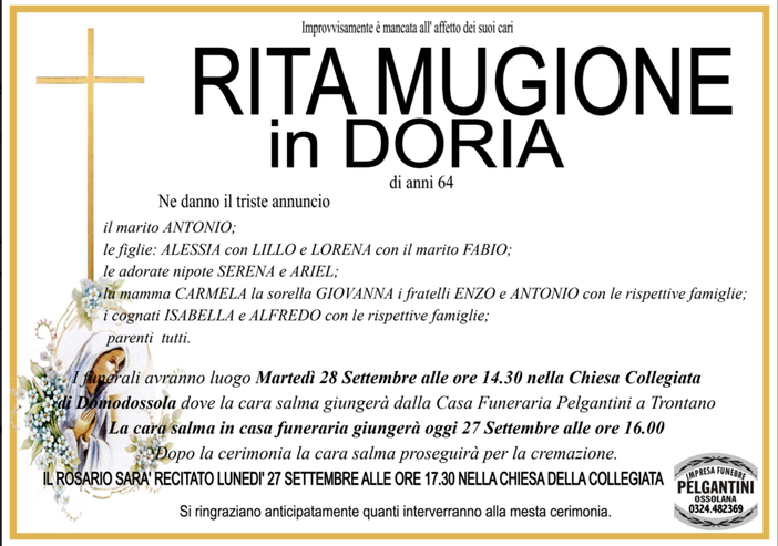 Rita Mugione in Doria di anni 64