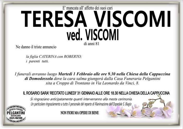 Teresa Viscomi ved. Viscomi di anni 81