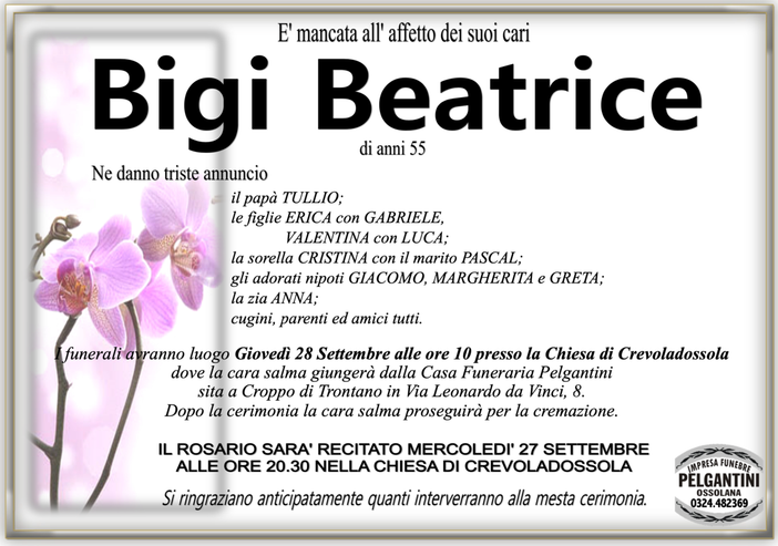 Bigi Beatrice di anni 55