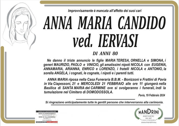 Anna Maria Candido ved. Iervasi di anni 80