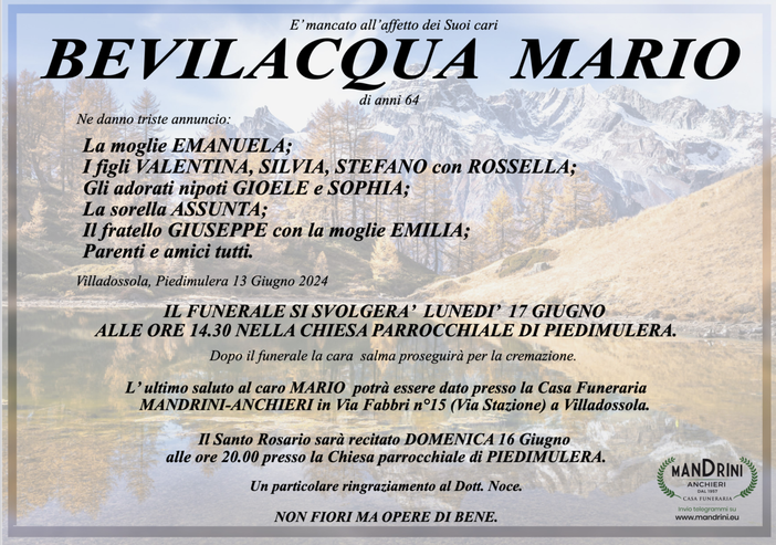 Bevilacqua Mario di anni 64