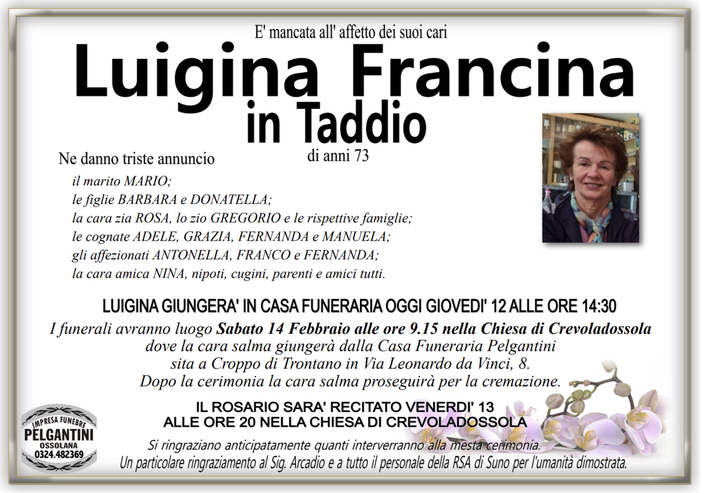 Luigina Francina di anni 73