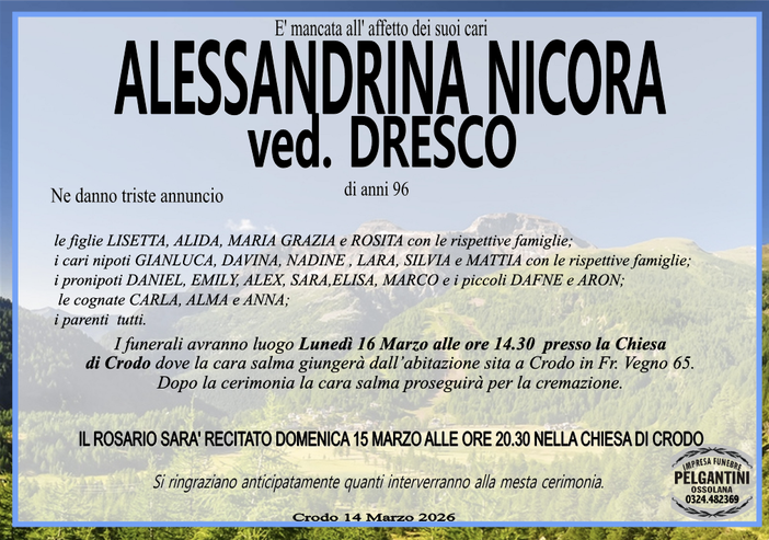 Alessandrina Nicora ved. Dresco 96 anni