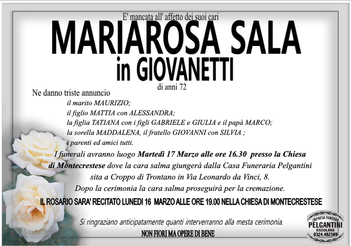 Mariarosa Sala in Giovanetti di anni 72